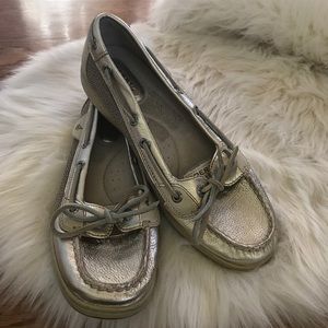 Sperry Topsider Angelfish gold leather boat shoes‎